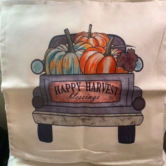 Harvest Pumpkin Decor Throw Pillow Covers 18 X 18 Set of 4 - Picture 1 of 4